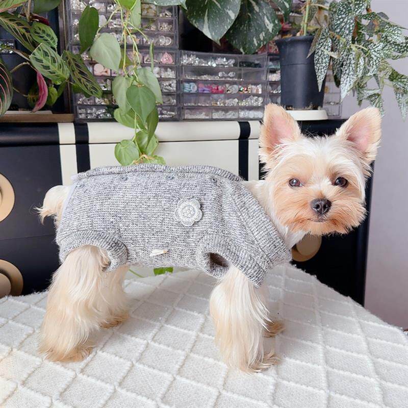 安班狗狗秋冬中厚包肚马甲泰迪比熊博美猫咪犬保暖毛衣背心双排扣