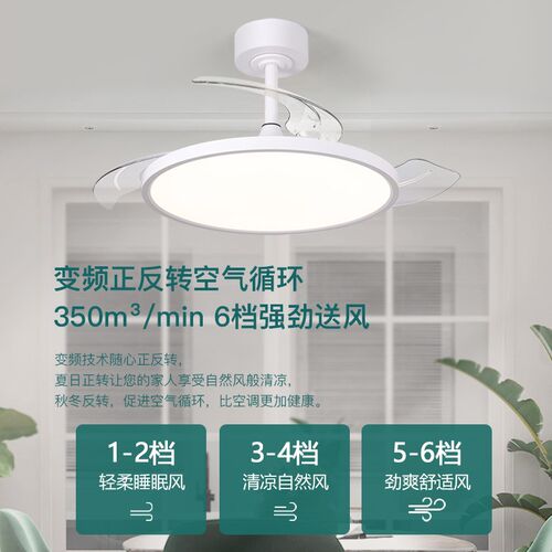 全光谱护眼风扇灯2024新款超薄静音餐厅卧室家用一体吊扇灯智能灯