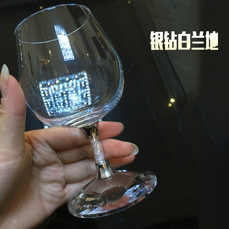 无铅欧式创意水晶带钻玻璃酒杯白兰地酒杯大肚矮脚烈酒洋酒杯酒吧