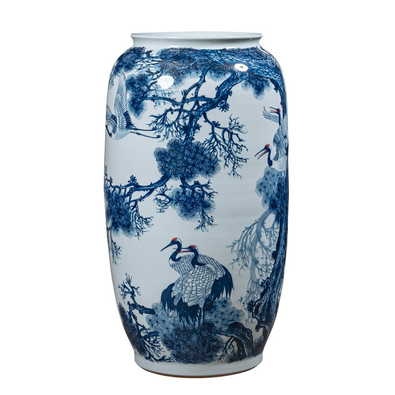 景德镇陶瓷器手绘青花瓷花瓶大号摆件客厅书房装饰品落地箭筒60cm
