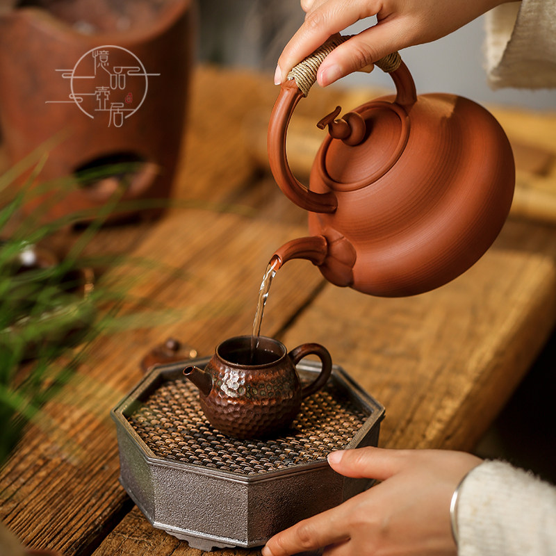 家用朱泥纯手工提梁煮泡茶陶瓷电陶炉煮茶器户外炭炉烧水养生陶壶