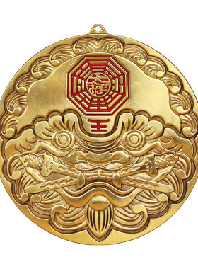 纯铜狮咬剑吞口睚眦挂件狮咬剑八卦镜海神门符虎头牌兽头狮子咬剑