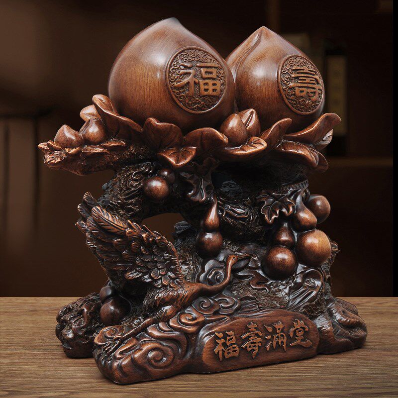 福寿满堂寿桃摆件家居客厅装饰品送老人爷爷长辈贺寿祝寿生日礼物