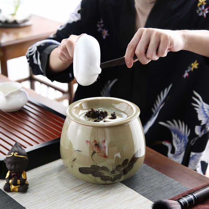 晟窑茶渣缸茶洗家用茶洗带盖茶钵复古建水钵型茶渣桶水孟大号杯洗