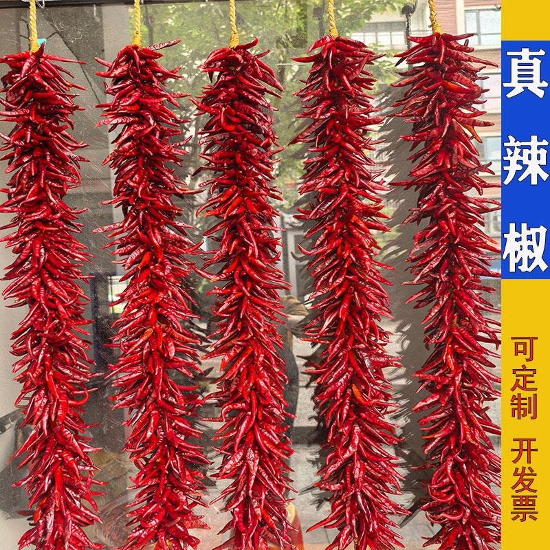 编织真辣椒串农家乐饭店装饰红辣子串影视道具朝天椒乔迁果蔬挂件