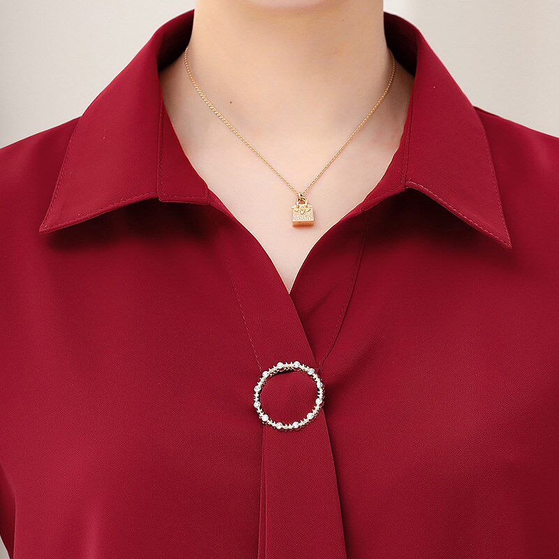 夏天女款上衣妈妈长袖中老年女士t恤中午中年女性小个子夏装雪纺