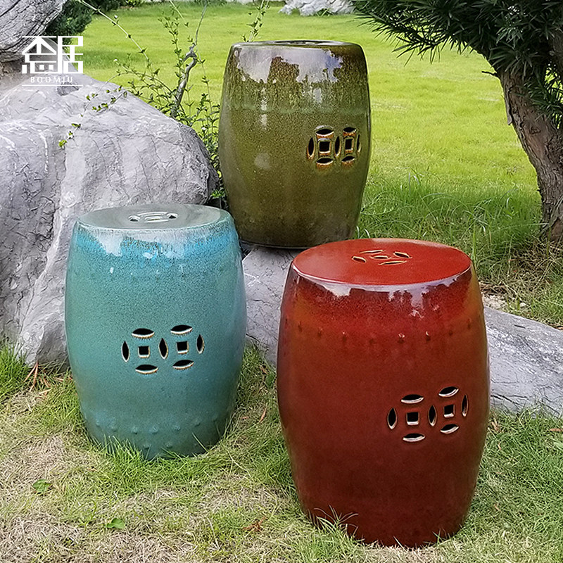 景德镇陶瓷鼓凳窑变新中式古筝凳陶瓷凳凳子换鞋凳瓷凳瓷墩梳妆凳