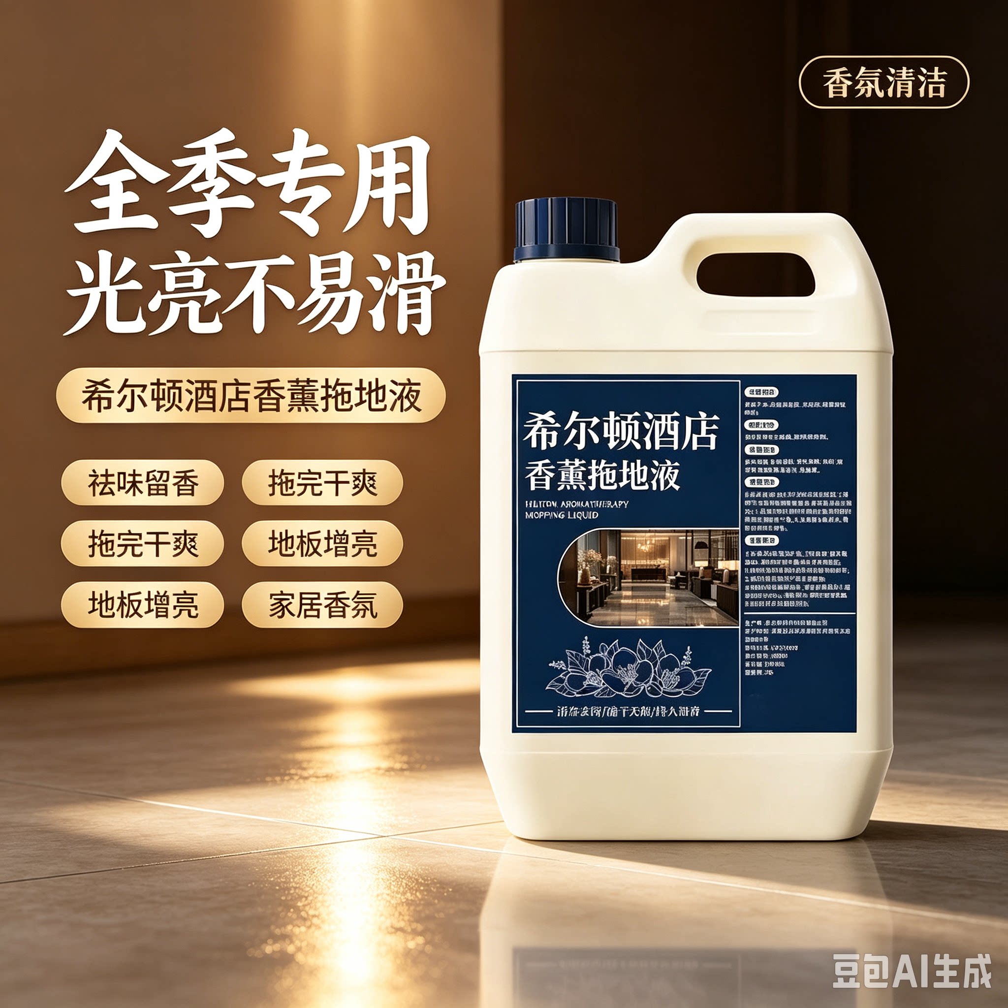 希尔顿同款地板瓷砖清洁剂拖地液速干无痕家用酒店去味留香xy