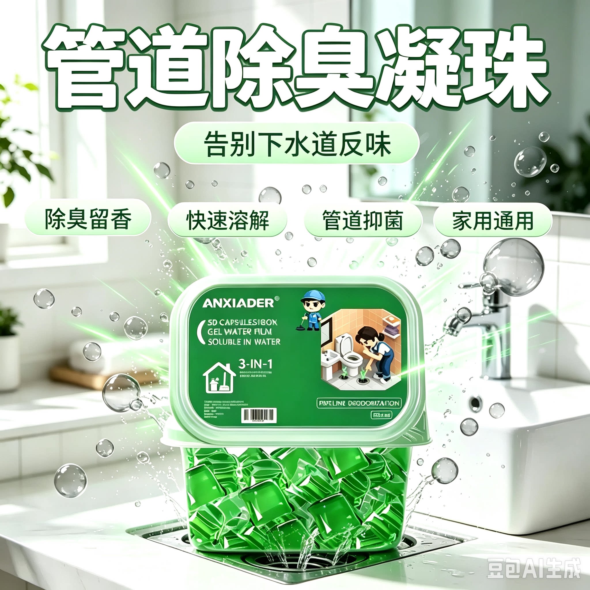 【异味清洁】地漏下水道防返臭卫生间厕所厨房除臭味清新凝珠MD②