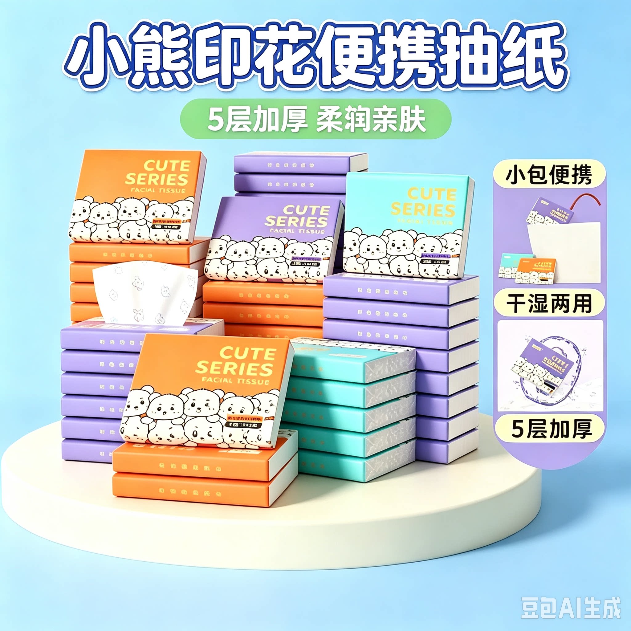 印花纸巾随身便携式小包抽纸整箱家用实惠装一次性面巾纸MD3