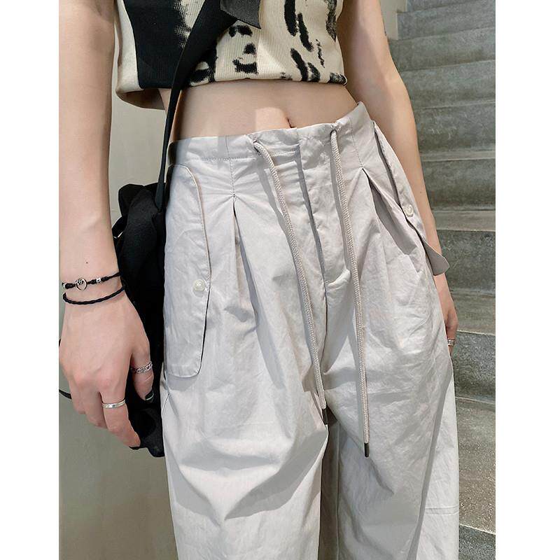 美式速干工装裤女春夏薄款小个子宽松直筒阔腿裤女休闲运动裤长裤