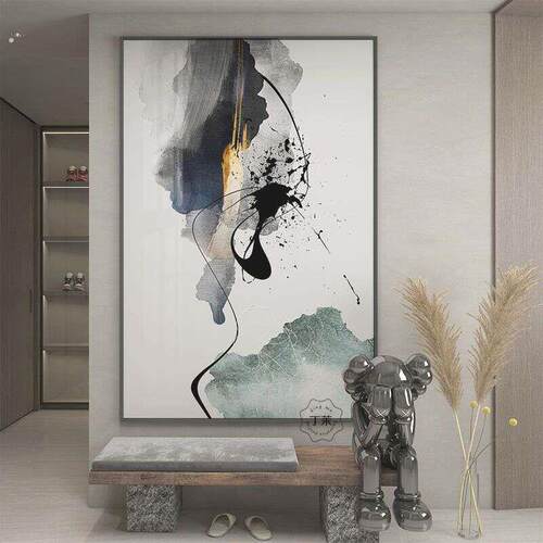 简约现代水墨国风客厅挂画轻奢玄关过道装饰画抽象酒店卧室墙壁画