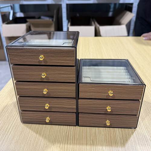 高档胡桃木纹首饰盒轻奢手环手镯手饰盒耳环耳针项链戒指整理盒