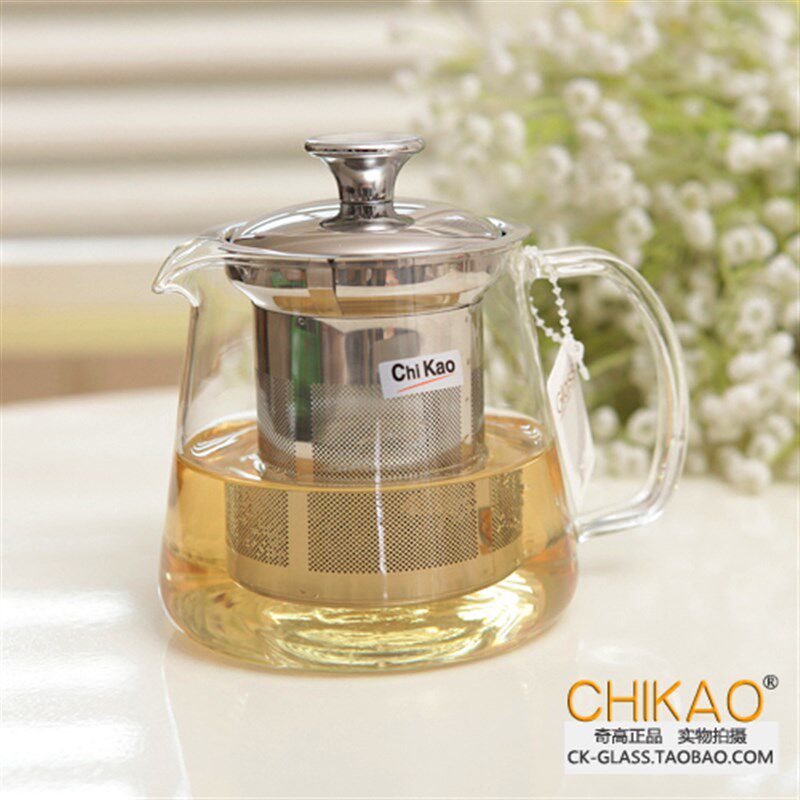 奇高chikao茶壶不锈钢过滤玻璃茶具套装红茶器耐高温花茶壶可加热