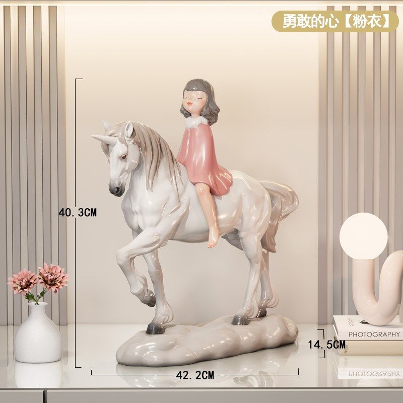 蓝色蜗牛《勇敢的心》艺术雕塑马摆件客厅玄关家居装饰品创意礼物