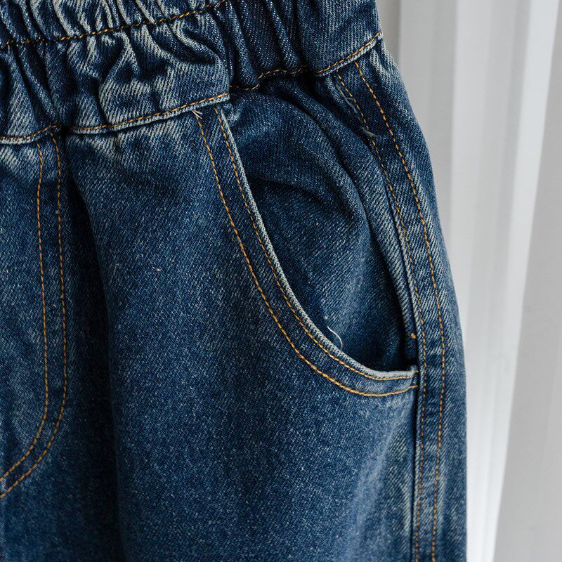 宽松直筒儿童牛仔裤男童女童休闲裤洋气宽松春秋款中大童洋气长裤