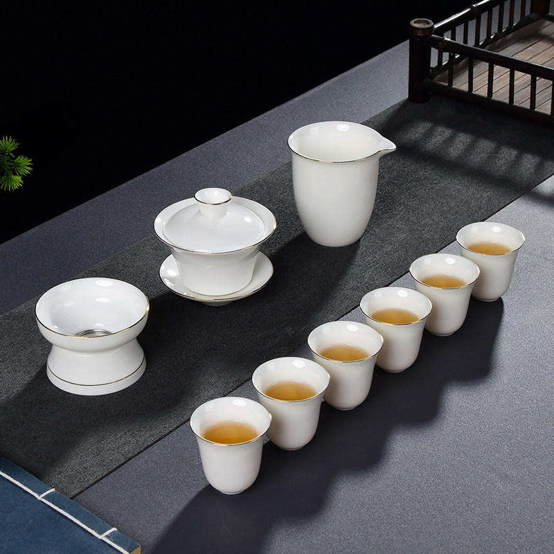 羊脂玉白瓷功夫茶具礼品套装logo定制商务活动伴手礼送客户纪念品