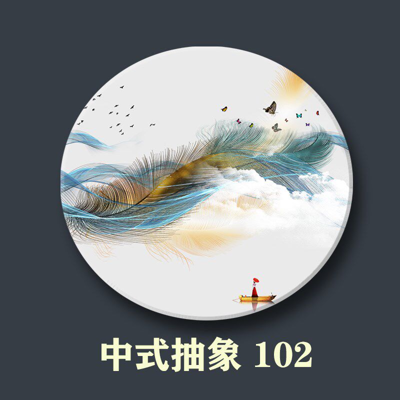 双面人造大理石定制中式山水屏风隔断玄关园林装饰圆方形石岩板画
