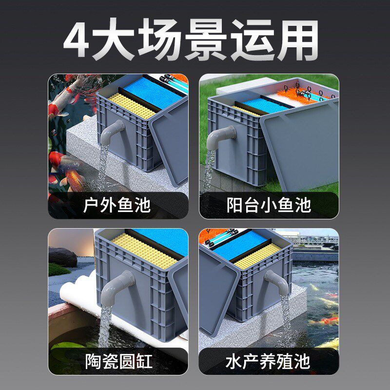 户外生态鱼池专用水循环过滤箱小型鱼缸外置净水塑料PP周转过滤器