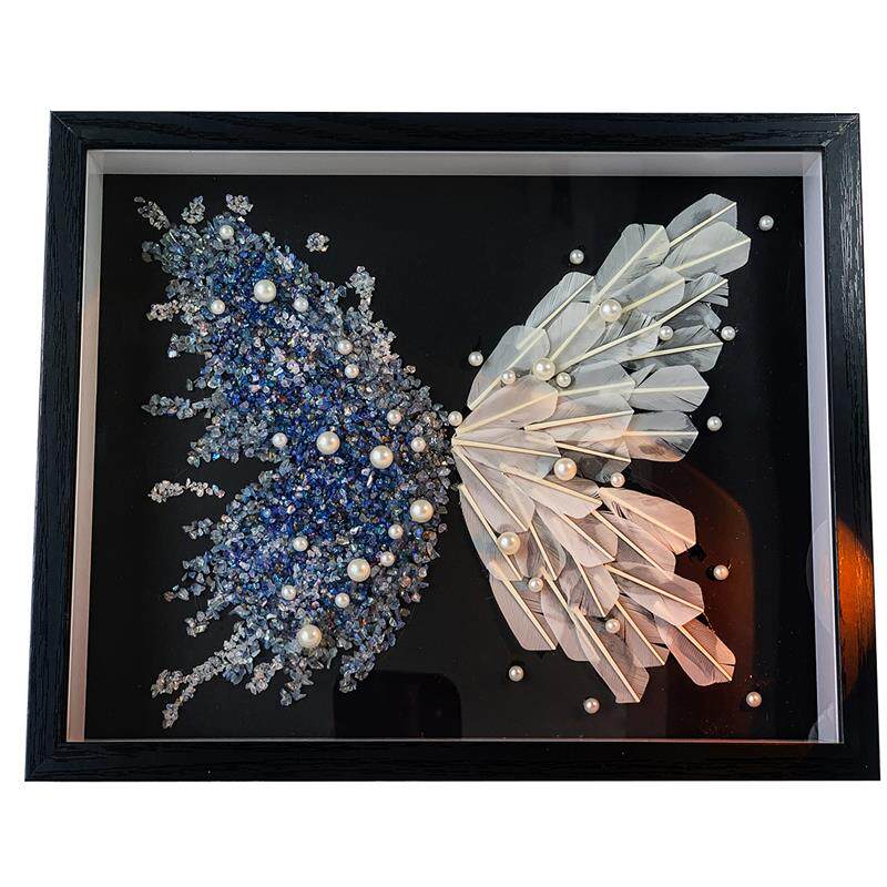 水晶蝴蝶摆台画diy蝴蝶相框立体画手工礼物高颜值送闺蜜姐姝礼物