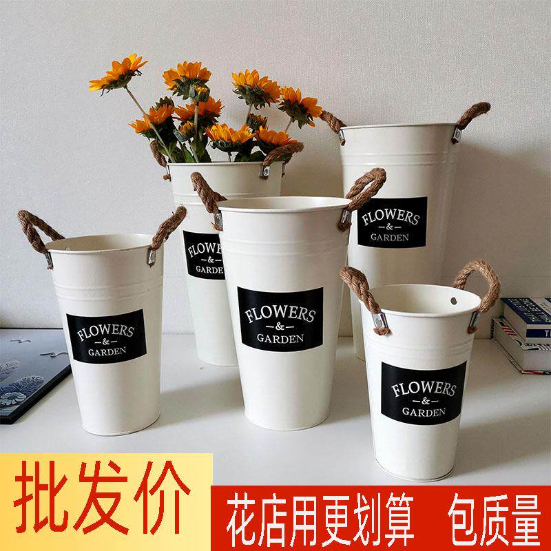 插花装水桶醒花店专用养花桶干燥花鲜花花桶复古家用大号花的铁皮