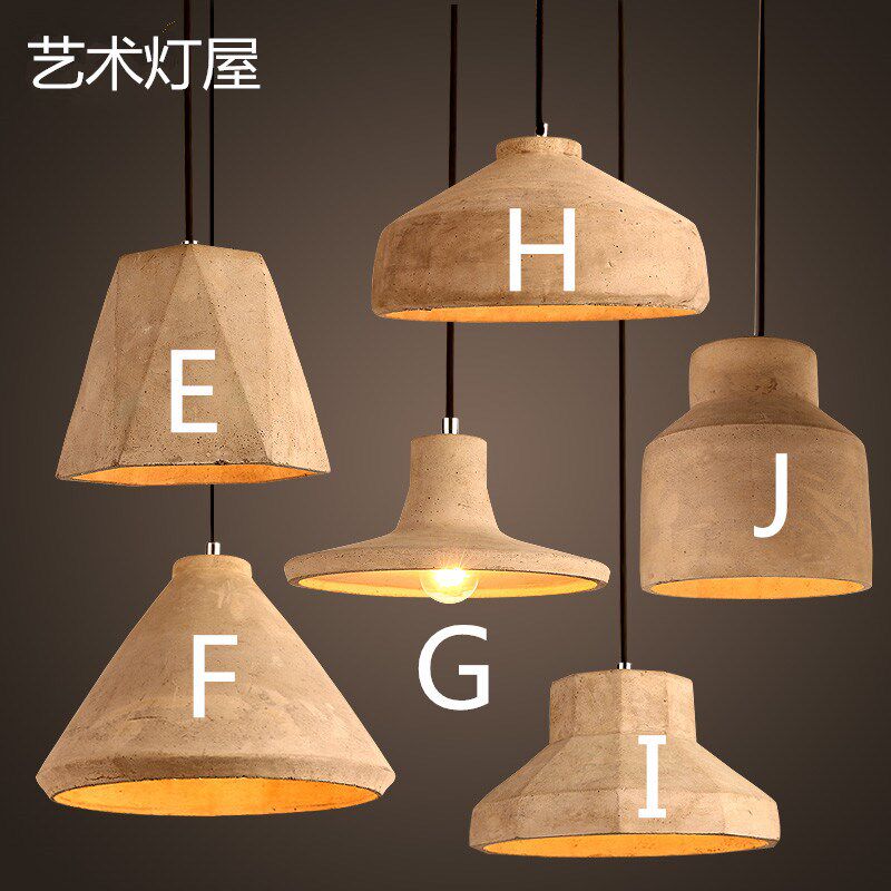 美式仿古工业风餐厅吧台咖啡仓库服装店发廊商场超市水泥单头吊灯