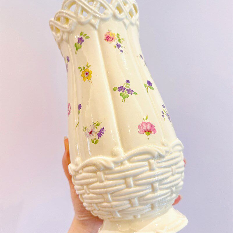 搭牙 漫花园 花束Lenox原厂精品 水培鲜花奶油风镂空贴花陶瓷花瓶