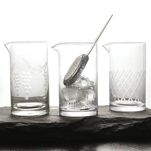 酒吧灵魂日式无铅水晶手工刻花搅拌杯800CC调酒杯 Mixing Glass杯