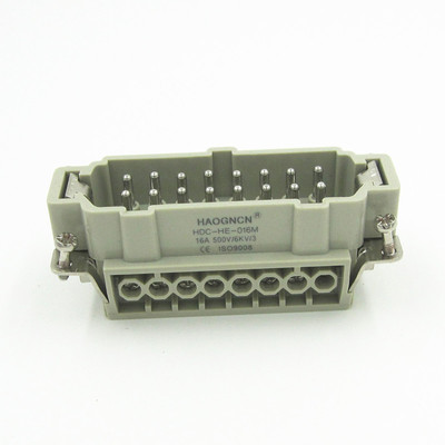 HAOGNCN HDC-HE-016M重载连接器 16芯16A矩形连接器内芯 热流道
