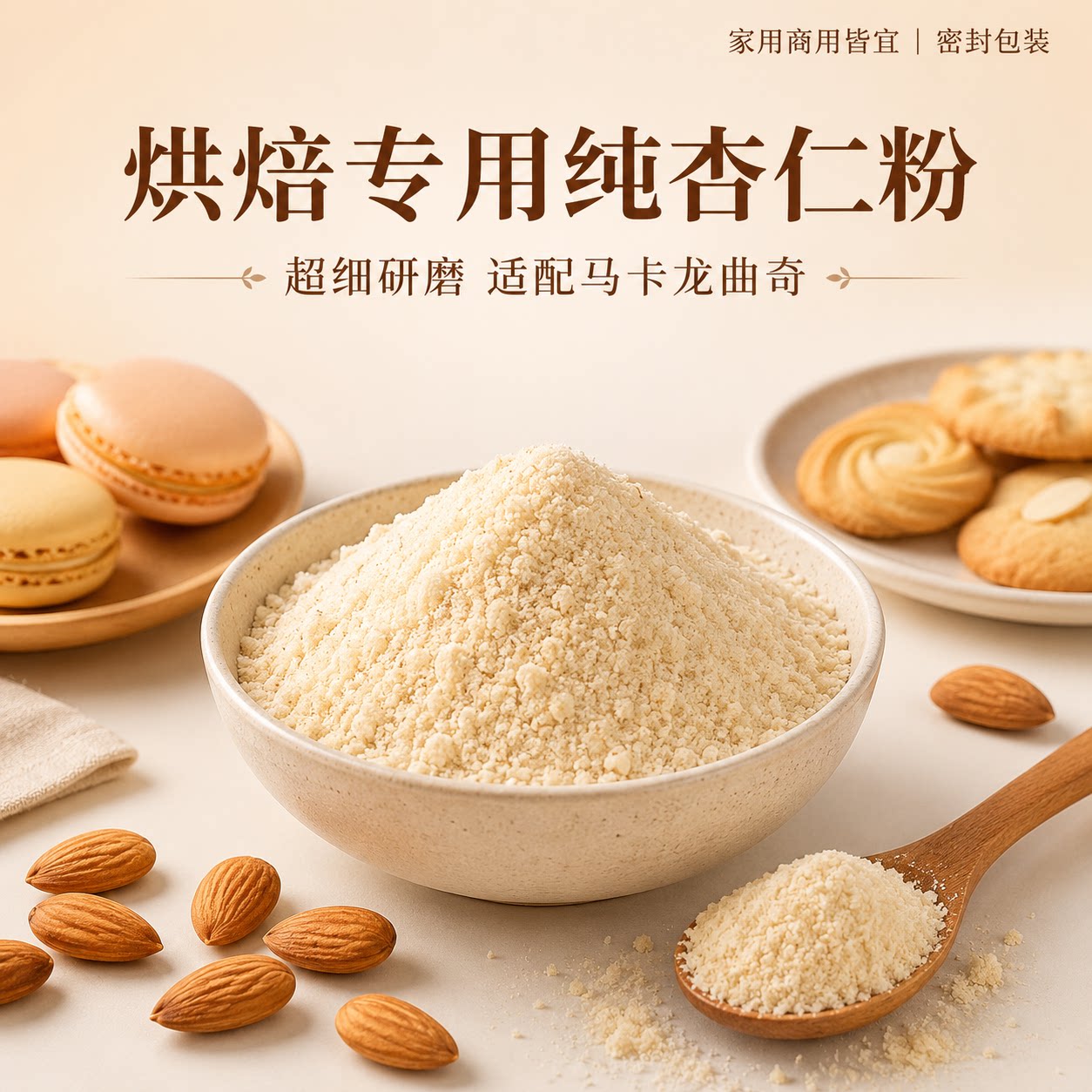 津杰纯杏仁粉天然烘焙专用代餐早餐冲饮商用曲奇马卡龙官方旗舰店