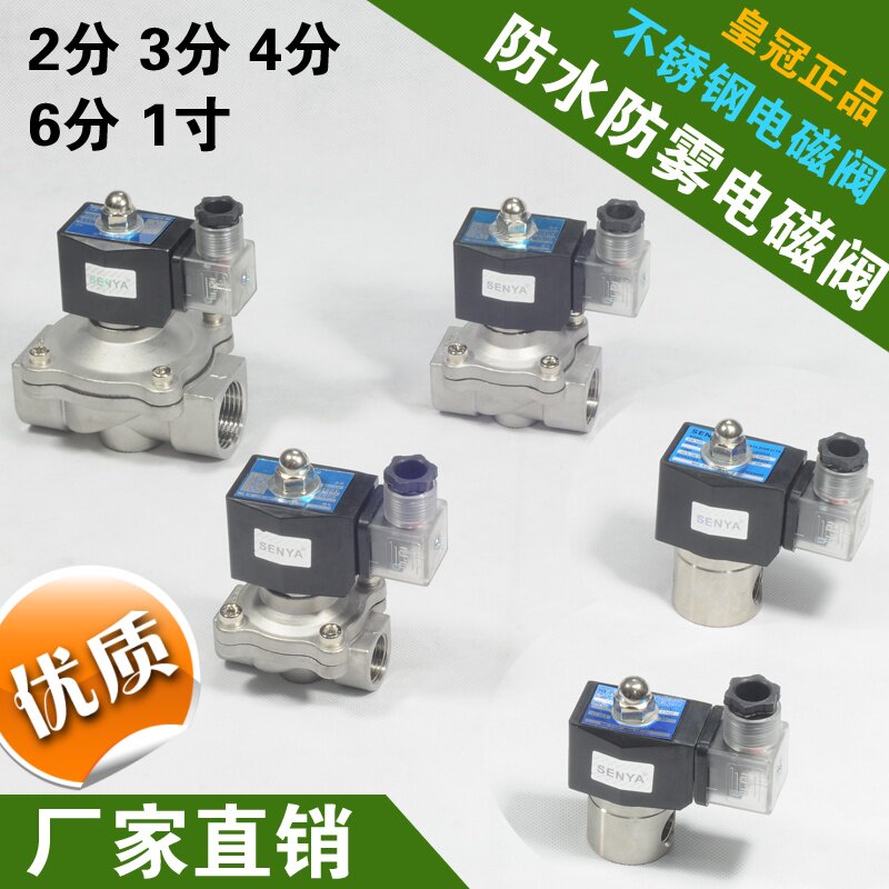 森亚304不锈钢电磁阀水阀 气阀 室外专用防水开关阀2W160-15包邮
