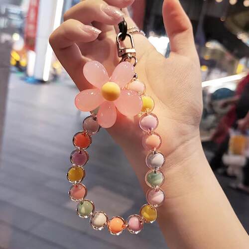 马卡龙彩色珠中珠手机挂绳日韩风