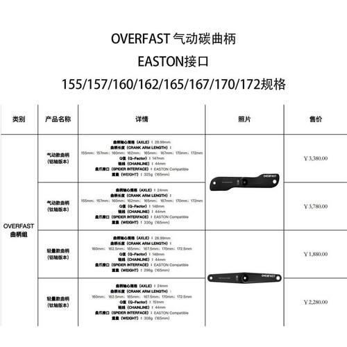 OVERFAST 公路车铁三TT破风气动碳纤维曲柄大齿盘 SIGEYI盘爪功率
