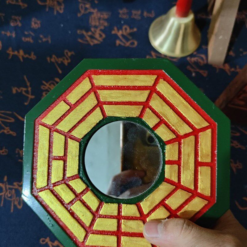 炼法八卦镜,林正英同款,配套怒晴鸡青瓷白碗,桃木纯手工