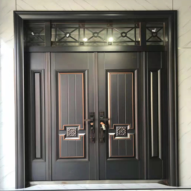 别墅大门双开门锌合金铸铝门家用农村自建房乡村庭院门四开进户门
