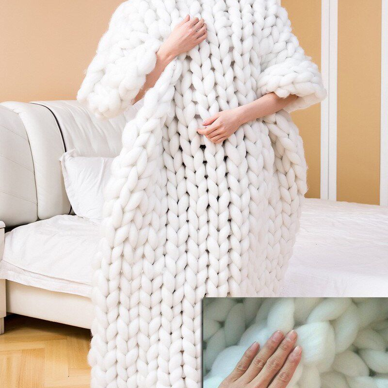 Knitting Throw Yarn Blanket 毛毯厚款冬天织毛毯粗毛线毯子女生