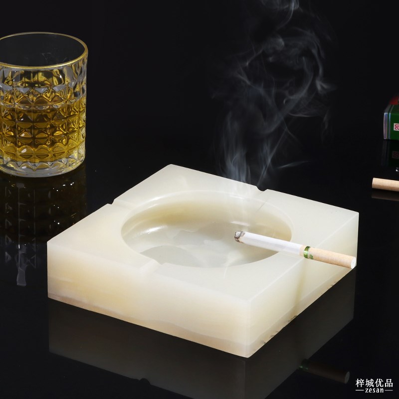 大理石烟灰缸软装饰摆件北欧办公室高级感创意时尚茶几烟缸轻奢