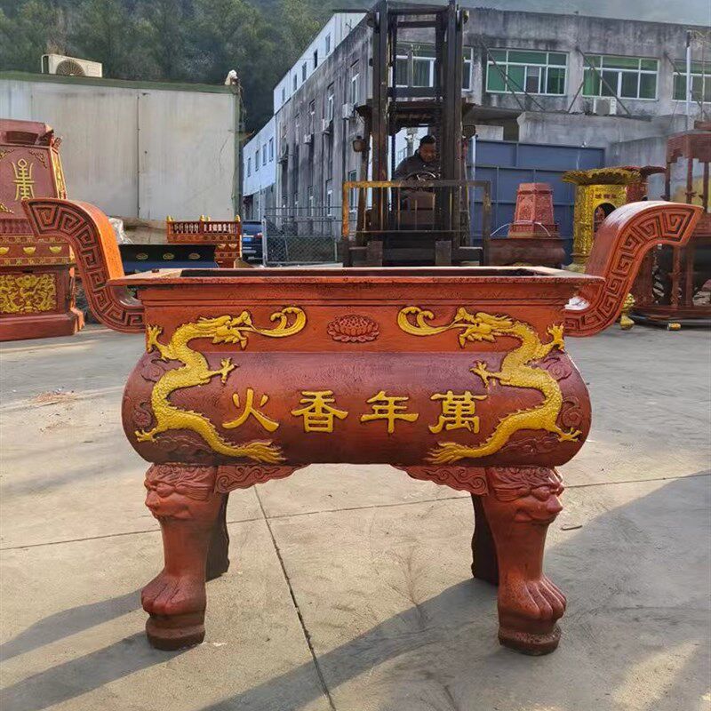 寺院长方形香炉寺庙道观烧纸炉铸铁铜香炉鼎景区祠堂生铁香炉方鼎