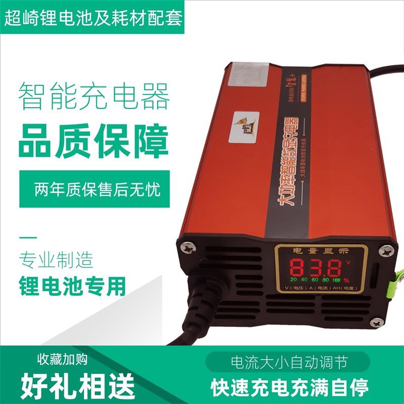电动车锂电池充电器60v5a智能微电脑数显10a17串磷酸铁电瓶车三孔