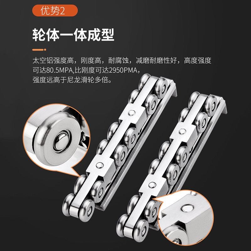 移门导轨轨道吊轮全金属12轮实木玻璃门吊轨滑轨吊门轮推拉门滑轮