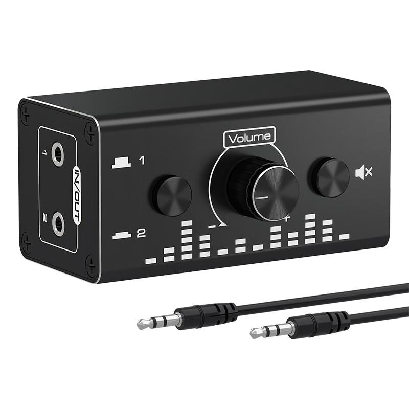 音频切换器二进一出3.5mm消除电流声降低噪音隔离器电脑手机音量