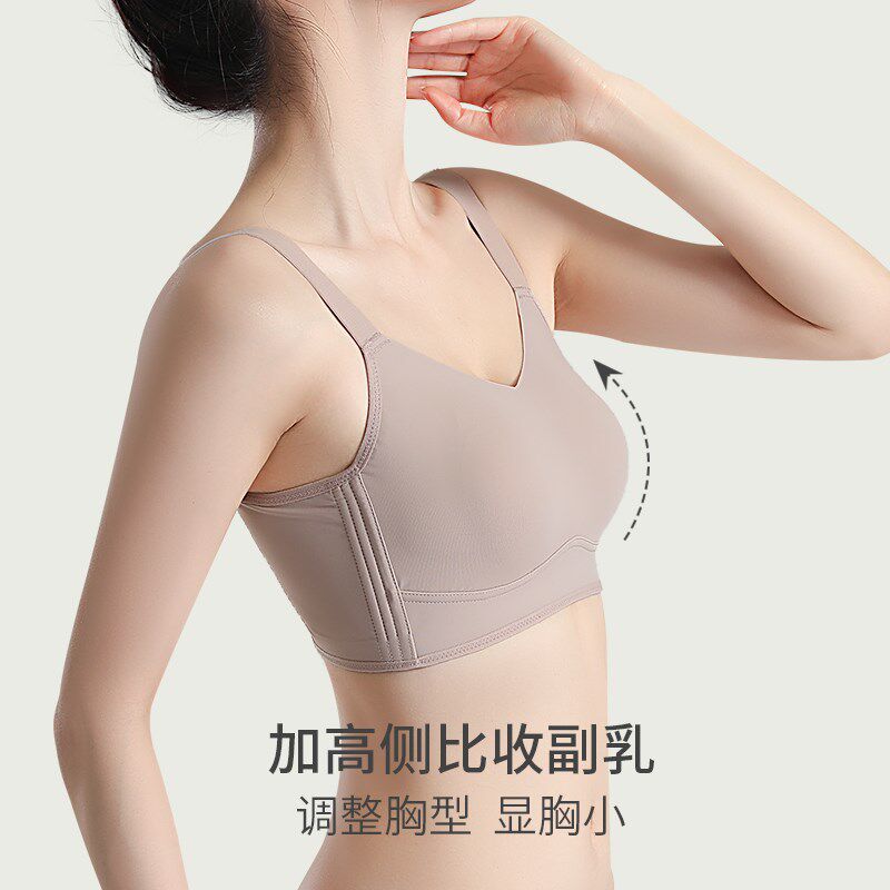 束胸内衣女大胸显小胸聚拢防下垂收副乳无钢圈夏季薄款缩胸文胸罩