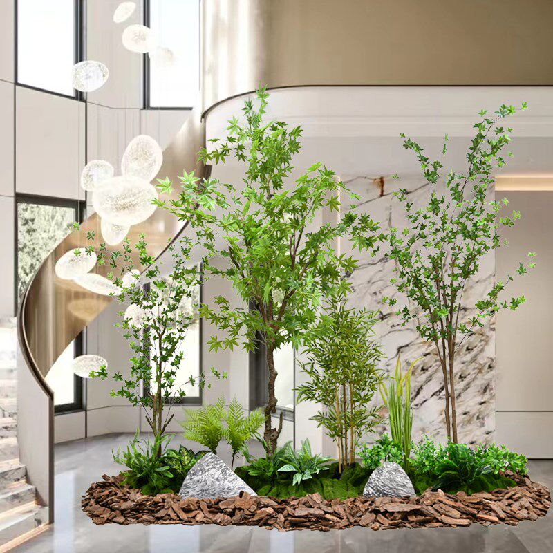 仿真植物造景大型散尾葵旅人蕉盆栽办公室餐厅楼梯下橱窗绿植装饰