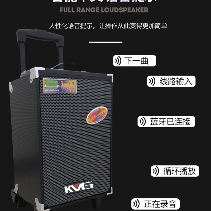 KVG红日8寸户外无线蓝牙音响跳广场舞大音量木质箱带话筒家用宣传