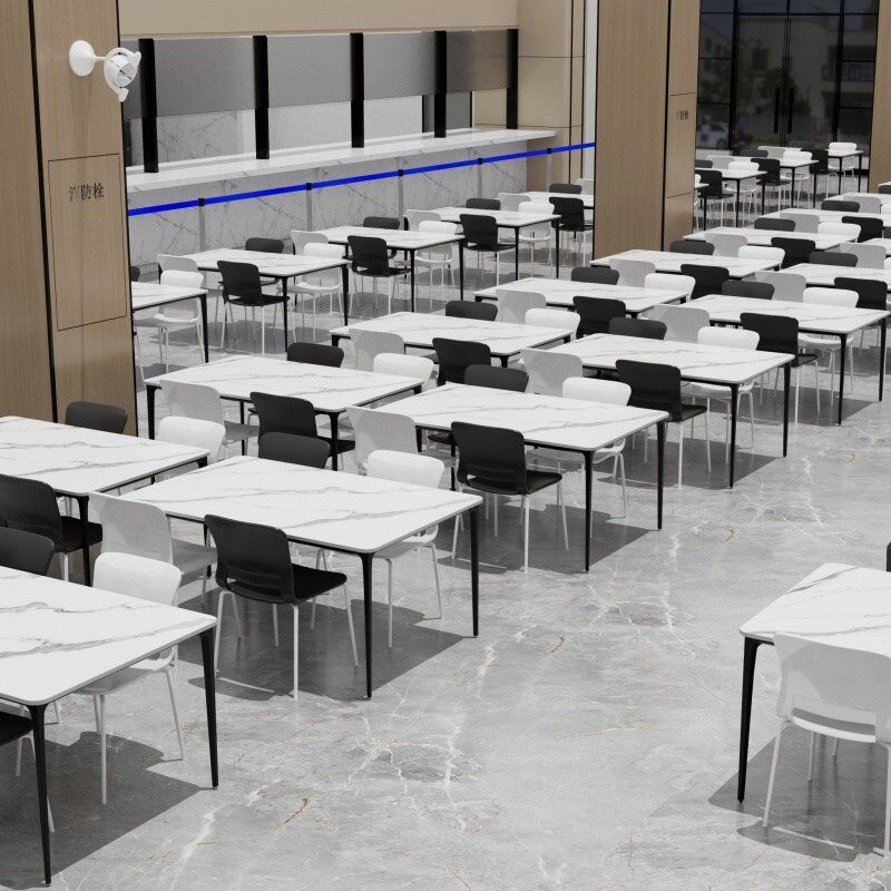 2024新款职员工餐厅岩板餐桌椅组合商用学校现代化食堂餐桌椅时尚