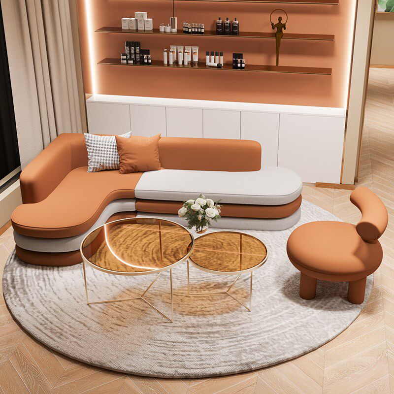 L型直角转角沙发美容院休息区办公室接待酒店医美洽谈小户型拐角