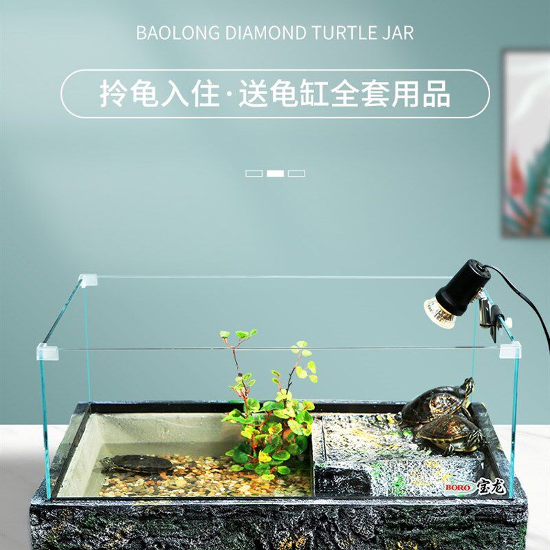 玻璃乌龟缸大型别墅缸家用龟盆养龟专用生态缸带晒台过滤超白鱼缸