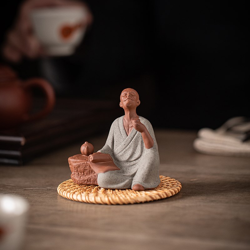 茶圣陆羽伯牙紫砂茶宠小摆件茶桌茶盘装饰品历史人物盆栽假山造景