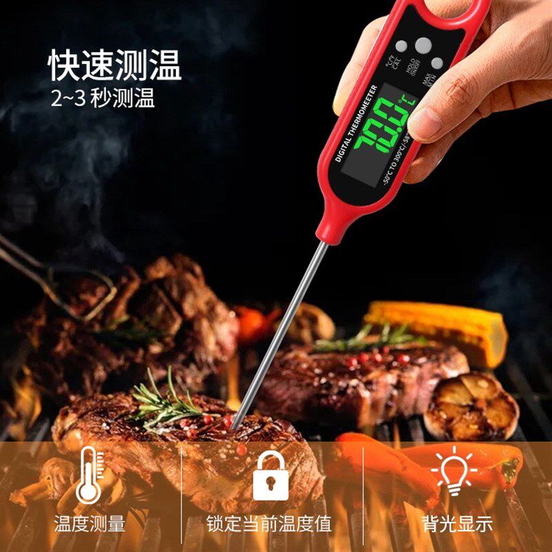 食品温度计厨房用高精度测水温不锈钢探针温度计商用烘焙防水测温