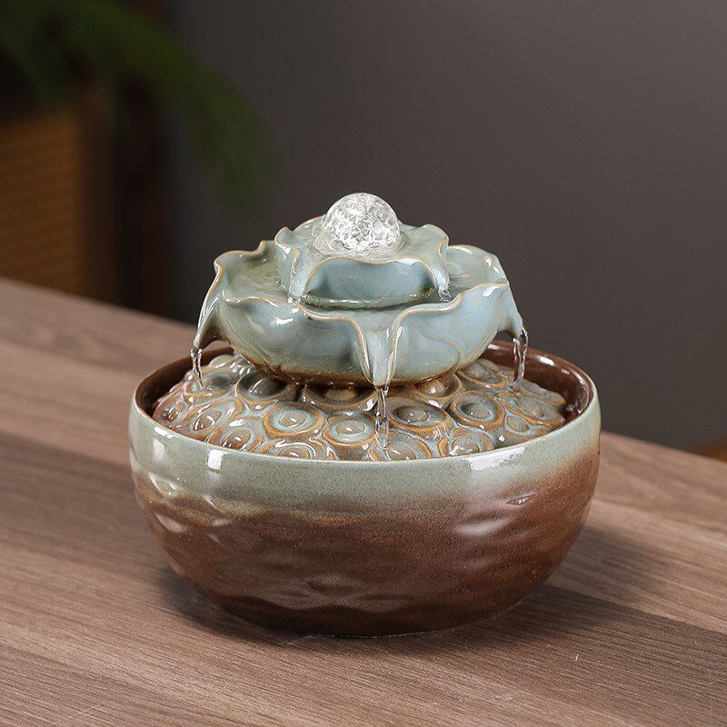 八方来财流水摆件循环水招财转运球喷泉水晶球办公室桌面水系景观
